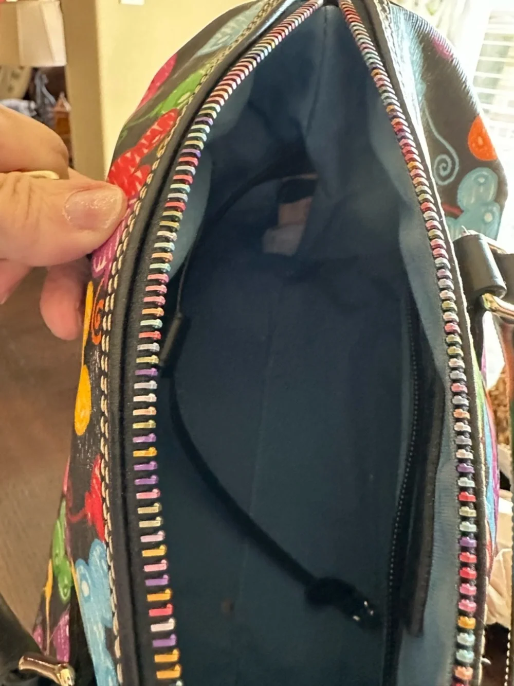 Dooney & Bourke Disney Black Multicolor Balloon Print Satchel - Picture 3 of 5